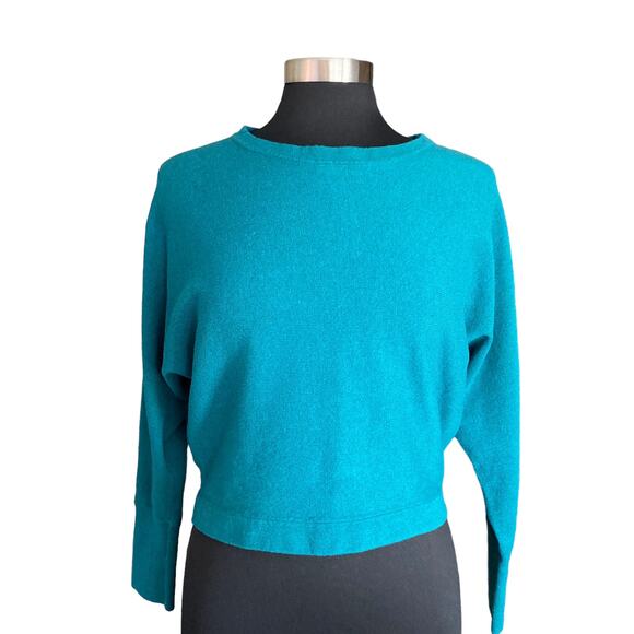 BCBGMaxAzria Jewel Green Camille Cropped Sweater Small Wool Cashmere Blend - Picture 1 of 7